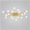 Agteruo Lampada da soffitto Sputnik di metà secolo, moderna lampada da soffitto semi-incasso in oro, lampada da soffitto lineare a forma di stella, lampada da soffitto a 18 luci con paralume in vetro satinato