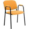 CLP Sedia Impilabile Ken Pro con Braccioli Imbottiti, Sedia da Conferenza in Tessuto, Struttura Nera Stabile fino a 150 kg, Colore:arancione