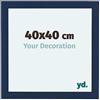 yd. Your Decoration - Cornice 40x40 cm - Blu Scuro Spazzato - Decorativa Parete in Legno con Vetro in acryl - Antiriflesso - 40x40 Cornice - Como