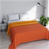 Italian Bed Linen TRAPUNTINO ESTIVO ELEGANT NO STIRO - Made in Italy - Copriletto Matrimoniale 260x270 cm in Morbida Microfibra - Tinta Unita - DoubleFace - Trapunta 100 g - Arancione/Giallo