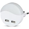 V-TAC Punto luce 0,45W led night light segnapasso chip samsung con sensore crepuscolare + porte USB IP20 (Luce Neutra 4000K, Rotondo)