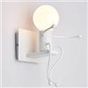 LZGS Go Swing Bands Humanoid creative applique da parete moderna arte decorativa faretti murali industriali lampada max 60W E27 Lampadina per camera da letto camera dei bambini corridoio ristorante scale (Robot Blanc)