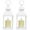 CGTQROVR Lanterne Bianche da 2 Pezzi, Lanterna a Batteria a LED da 9x4 Pollici con Manico e Forma delle Candele, Decorativo e Sicuro per Interno, Esterno