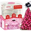 GINMA - Luci Natale LED Interno e Esterno con 8 Effetti Luce, Certificate IP44, Basso Consumo e Impermeabili - Cavo Trasparente (Rosa, 14 Metri (200 LED))