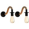 LZGS Go Swing Bands 2 Pcs Lampada da parete vintage in corda di canapa applique industriale ideale per loft corridoio o camera da letto E27 lampadario 110/220V