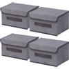 NCRGB Scatole Portaoggetti in Tessuto,Scatole Portaoggetti Scatole per Armadio con Coperchio Set,Pieghevole,Contenitore per Armadio,Vestiti,Armadi (26×19×16cm/4pack, Grigio)