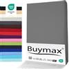 Buymax® Lenzuolo con Angoli per Topper Matrimoniale 180x200 cm - 100% Cotone Jersey, Grigio Antracite, per Materassi fino a 12 cm di Altezza