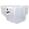FixedByU Secchio con coperchio, 10 pezzi, 5 l, trasparente, quadrato, in plastica, per uso alimentare, ermetico e stabile, secchio vuoto, manico e coperchio, per alimenti, adatto per uso alimentare