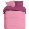 BANZAII TEXTILE INNOVATOR ONLINE Banzaii Set Copripiumino Bicolor 100% Microfibra con Federe Double Face Matrimoniale 250x200 cm Rosa/Lavanda