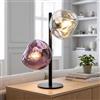 Licht-Erlebnisse Lampada da tavolo in alluminio e vetro nera bianca e viola per camera da letto e soggiorno 40 cm E14 decorativa moderna elegante e di stile piccola CLONLINA