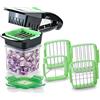 Genius Nicer Dicer Quick Tritatutto per frutta e verdura | 5 in 1 con inserti intercambiabili | 30 cubetti o 10 fette con un clic (verde), acciaio inossidabile, 8 x 12 x 21