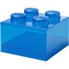 Room Copenhagen LEGO Storage Brick 4 manopole blu traslucido - Scatola portaoggetti impilabile in plastica con coperchio, per bambini e adulti, organizer da scrivania e scatola dei giocattoli