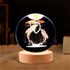 Generic Luce notturna con sfera di cristallo 3D, base in legno, sfera di vetro, luce notturna a LED, display LED spaziale innovativo, decorazione per camera da letto e scrivania. (Delfini)