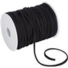BENECREAT Cordino Elastico Piatto Da 50 m, Corda Elastica Da 5mm per Progetti di Cucito, Cordino di Ricambio con Coulisse e Bobina di Plastica per Fai Da Te e Riparazioni di Indumenti, Nero