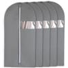 WPWSDWMX Copriabiti in Tessuto Non Tessuto per Appendiabiti, 5 Custodia Abiti, Borse Porta Abiti Appesi con Finestra Trasparente, Copertura Antipolvere con Cerniera Completa(Grigio,120cm/47in)