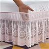 POIUYT Pizzo Vestiletto,Elastica Avvolgere Mantovana Giroletto Tre Lati Tessuto Gonna da Letto Singolo/Matrimoniali/Una Piazza e Mezzo Elastico Dust Ruffle,Lunghezza 38 cm