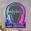 ALICESER Insegna al neon a LED con specchio con nome e cuffie, RGB personalizzata, luci al neon DJ per decorazione da parete, alimentazione USB per camera da letto, sala musica, sala giochi, soggiorno (stile