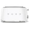 Smeg, Tostapane 2x4 TSF02WHEU, 2 Scomparti per 4 fette, 6 Livelli di Doratura, Funzione Riscaldamento, Scongelamento e Bagel, Espulsione Automatica del Pane, Cassetto Raccoglibriciole, 1500W, Bianco