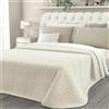 Clara Home Milano CLARA HOME Trapuntino Una Piazza e Mezza Colore Panna, Copriletto in Velluto Cinigliato Manopesca, Trapunta Leggera Mezza Stagione, Copriletto Trapuntato, Made in Italy