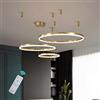 BEHWU Lampadario LED Lampada Soggiorno Lampadario Dimmerabile Con Telecomando Anelli Lampade Sospensione Moderne Tavolo Pranzo Altezza Regolabile Lampadario a Soffitto Acrilico Rotondo in Alluminio