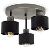 FKL DESIGN Home Deco Lampada da soffitto | Rame Nero | 3 fiamme | Lampada 3xE27 | 230 V | Design retrò | 382-e3 Skandi (Grigio)