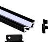 AFTERTECH 1x 2metri 2409N 24x9mm Profilo Alluminio NERO Minimal Micro Incasso **Per Strisce Strip LED da 5mm** Barra Rigida INTERA 2MT 2m 200cm Luce Inclinata + Copertura OPACA (1x 2metri 2409N fog)