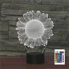 FLRXHK Luce notturna a forma di girasole con illusione 3D, lampada da tavolo con telecomando, 16 colori, luce notturna a LED USB ottica per bambini, decorazione per la stanza dei bambini