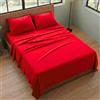 Generico Completo Letto Una Piazza e Mezza Francese (140x200) Lenzuola in Microfibra Anallergica, Manifattura Made in Italy, Set Completo 4 Pezzi con 2 Federe Cuscini Incluse, Bed Sheets (Rosso)