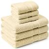 NARCISO Set Asciugamani Bagno Viso e Bidet 6 Pezzi (3 Viso 50x100cm e 3 Bidet 40x60cm) Ogni Asciugamano è Realizzato in Spugna di Cotone Alta Assorbenza, Morbido e Resistente all'Usura (Panna)