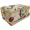 JYC CREATIVE Scatola da Cucito Media in Legno con Scomparti | Cestino Porta Lavoro Rivestito in Tessuto (Motivo Tulipano) | Organizer per Accessori da Cucito e Ricamo, Idea Regalo Donna