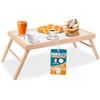Akitaink Vassoio per Colazione a Letto, Tavolino da Letto Pieghevole, Vassoio da Poltrona, Colazione, Pieghevole in Legno Faggio, Gambe Ripiegabili, 33 x 50 x 21.5h cm