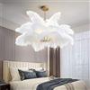 ZHLFDC Lampade, Moda Creativa Luce Romantica Lampada Da Soffitto Di Lusso Con Piume Di Struzzo 3 Luci Lampadario Di Piume Bianche Creativo E14 Lampadario Di Lusso Romantico Illuminazione Camera Da Let