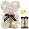 Meridiana Store Meridiana - Orso di Rose Orsetto di Rosa Orsacchiotto Altezza 25 cm Teddy Bear Idea Regalo Regali per Lei Fidanzata Orso rose Bianche Compleanno Anniversario idee regalo San Valentino con LED (Bianco)