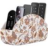 RHCSZ Supporto per telecomando, porta TV con 5 scomparti, organizer per comodino, per controller, occhiali, pennelli da trucco, gioielli e lettore multimediale, penna e matita (fiori gialli)