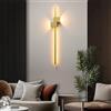 TZSMUM LED Nordico Interno Lampada da Parete Moderno Lungo Lineare Luce da Parete Alluminio Ferro Acrilico Applique da Parete Rettangolare Design per Corridoio Camera da Letto (Oro Luce Calda,80cm)