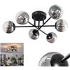 hofstein Plafoniera Chehalis, lampada da soffitto in metallo/vetro in nero/fumo/trasparente, lampada dal design moderno retrò/vintage con ombrelli in vetro (Ø 10 cm), 6 x G9, senza lampadina