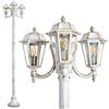hofstein Lampada da esterno NATAL, candelabro in stile antico, fusione di alluminio in bianco/oro con vetri, lampada da sentiero a 3 bracci 210 cm, lampada da giardino retro/vintage, E27, IP44, senza lampadina
