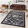 TAPISO Dream Tappeto Soggiorno Salotto Moderno Grigio Nero Quadrato Geometrico Animali Zebrato A Pelo Corto 130 x 190 cm