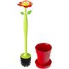 Vigar Flower Power Scopino WC con Porta Scopino, Design Decorativo a Margherita con Base a Vaso, Set di Pulizia per Appartamento e Arredo Moderno, Rosso