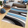 TAPISO Maya Tappeto Soggiorno Pelo Corto Design Moderno Motivo Astratto Ondato Onde tonalità Grigio Blu Camera da Letto Cameretta Ufficio Salotto Oeko-Tex 200 x 300 cm