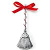 Albalù Italia Scopa Scacciaguai in Resina Argentata Altezza 11,5 cm- idea regalo porta fortuna - Scatola regalo inclusa - MADE IN ITALY (Senza Vischio)