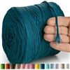 MeriWoolArt® Corda di Cotone 4mm 225m Corda Macramè Naturale, Filato Morbido per Tessuto da Parete, Macrame Fatto A Mano Parete Appeso Boho, Piume Macramè Acchiappasogni, Decorazione Macramè Fai Da Te