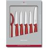 Victorinox Swiss Classic Set coltelli da cucina, 6 pezzi, coltello per verdura, coltello da pomodoro, coltello da colazione e pelapatate, acciaio inox, rosso