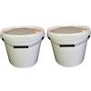 Silplast 2 x 17 litri, secchio con coperchio bianco, impilabile, per latte/scorte, secchio per miele, in plastica adatta al contatto con alimenti, contenitori a norma alimentare, secchio vuoto per