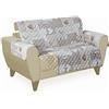 Home Tresor Copridivano 2 Posti| Double Face: Fronte Fantasia Cuori Retro Tinta Unita Nuance Beige| Elastico per Fissaggio | Protezione da Animali Domestici