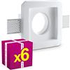 Superia Milano Superia - 6pz Portafaretto in Gesso CERAMICO da Incasso Quadrato Slim per Controsoffitti cod. GA400