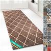 Floordirekt Tappeto passatoia con Motivo, Realizzato su Misura, per Cucina, corridoio e Soggiorno, Ornamento Vintage a griglia Orientale (80 x 200 cm, Marrone Cosenza)