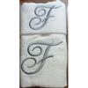 RICAMI FIORENTINI BALDI Set Asciugamani con Iniziale, Spugna di Cotone 100% 400 gr/mq, 2 Pezzi: Viso+ ospite. Idea Regalo. (Lettera F) Grigio