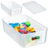 KADAX - Contenitore portaoggetti rettangolare con coperchio, contenitore di stoccaggio, contenitore impilabile, scatola in plastica, contenitore salvaspazio (5L, trasparente)