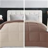 Home Tresor Trapunta Invernale, Piumone Caldo Letto Autunno Inverno Tinta Unita Double-Face Imbottita Morbida Microfibra Modello Giuditta Quattro Stagioni Bicolore Panna&Marrone, Una piazza e mezzo